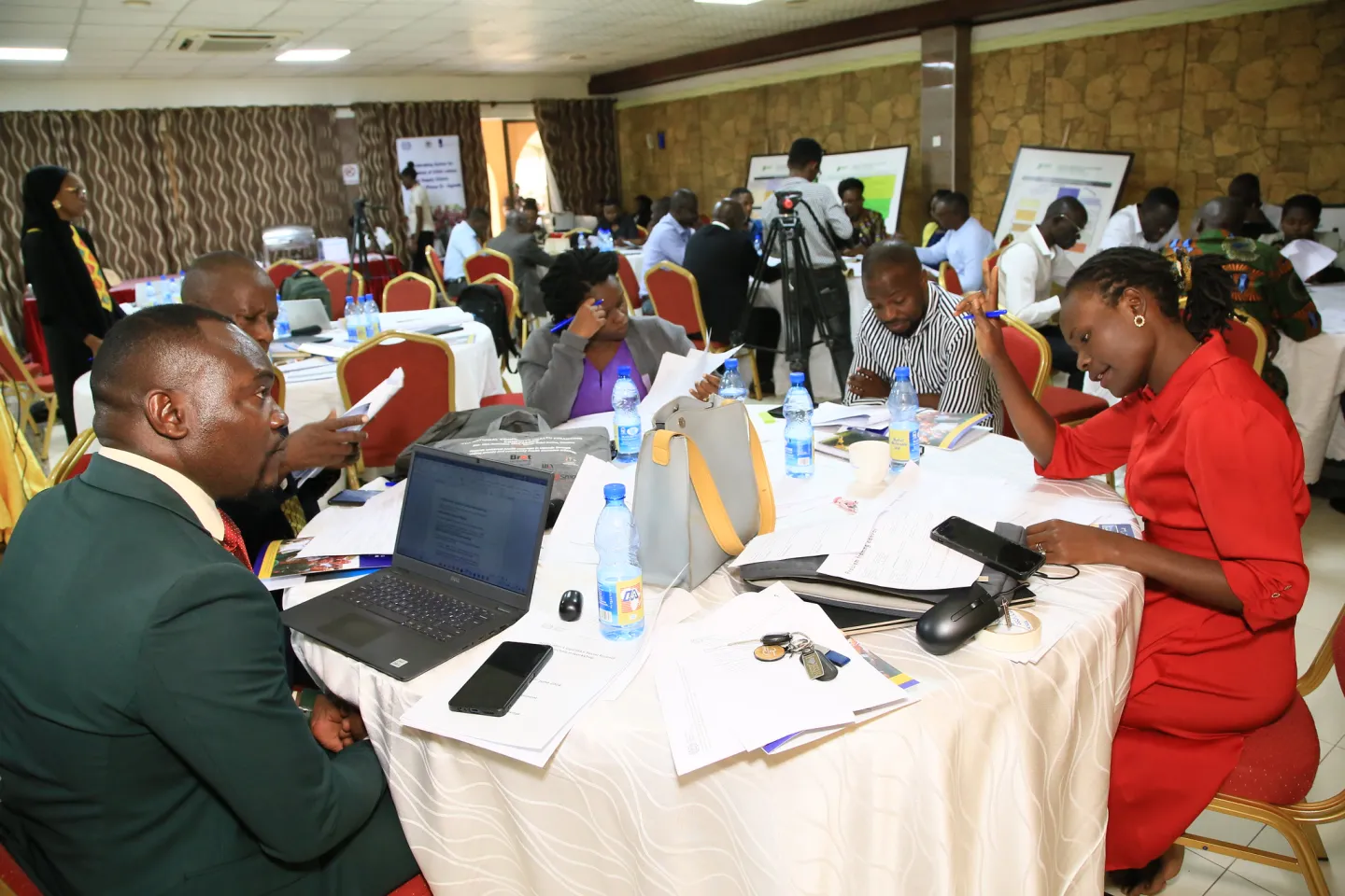 Participants read documents shared thought the event