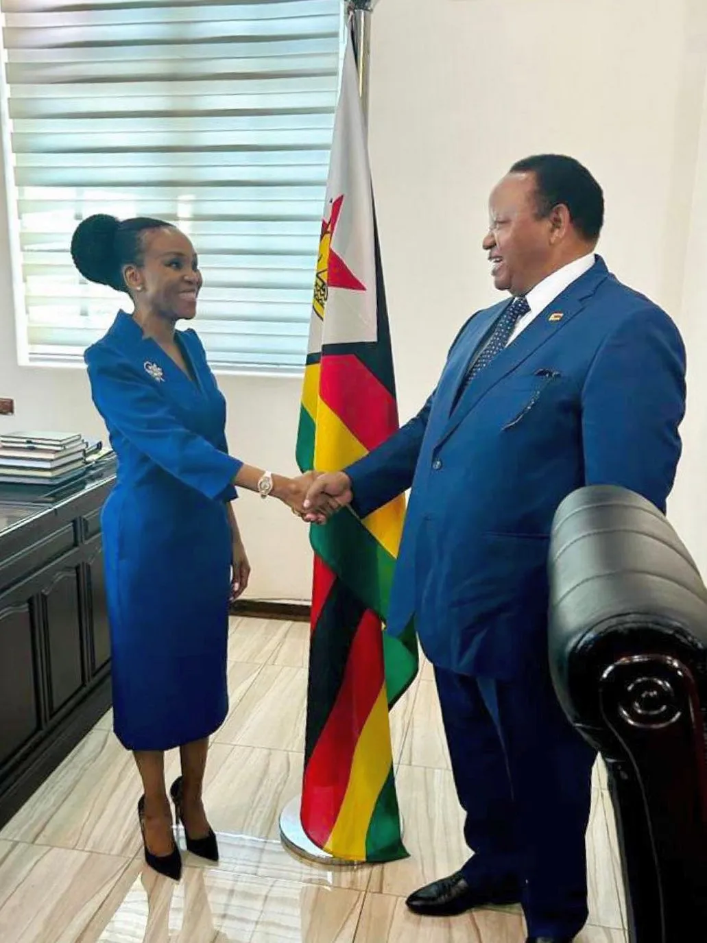 Philile Masuku present her credentials to the Minister of Foreign Affairs Frederick Shava