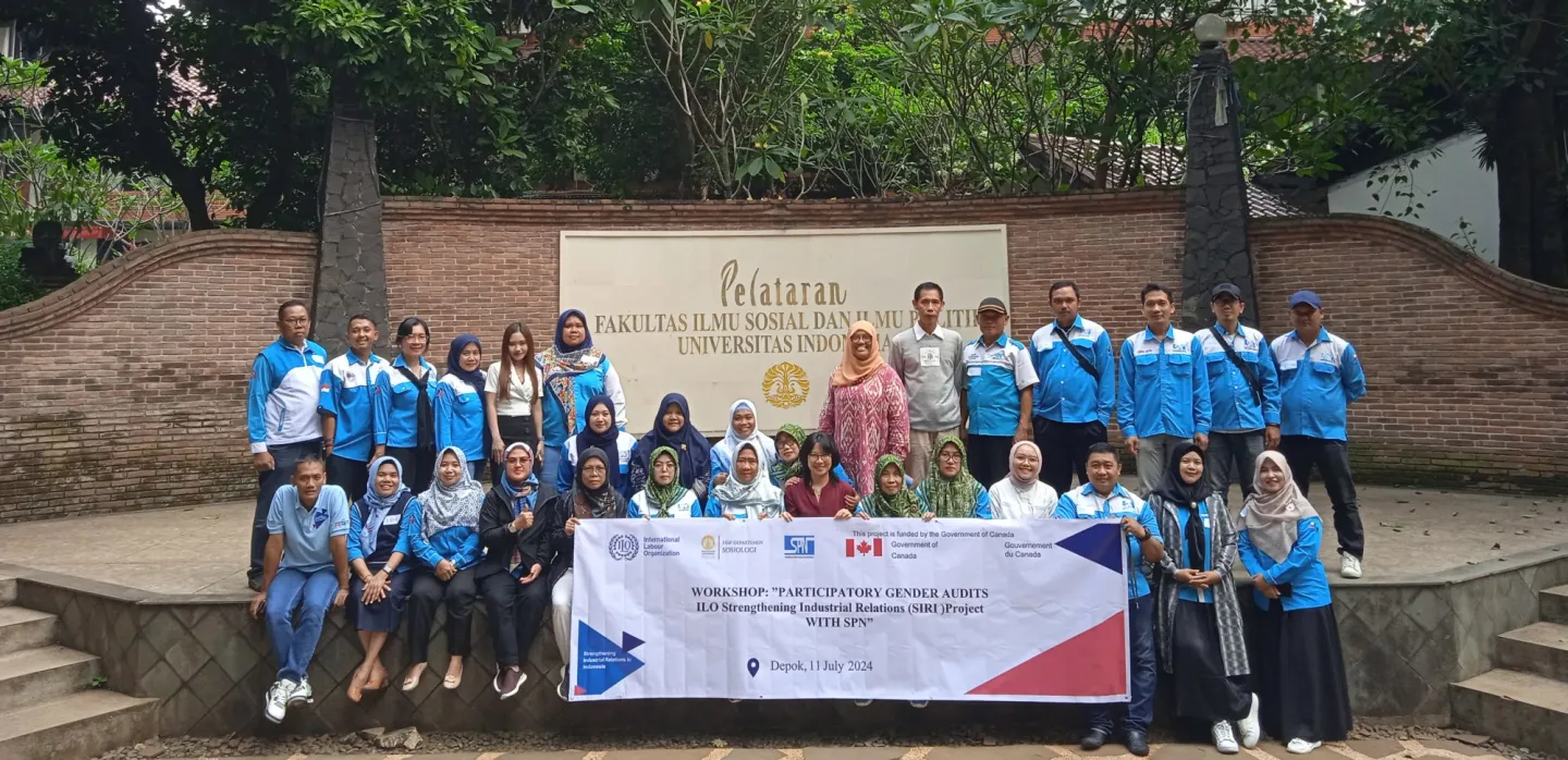 Group photo of the participants from the National Trade Union (SPN) participating at the Participatory Gender Audit (PGA) workshop on 11 July.