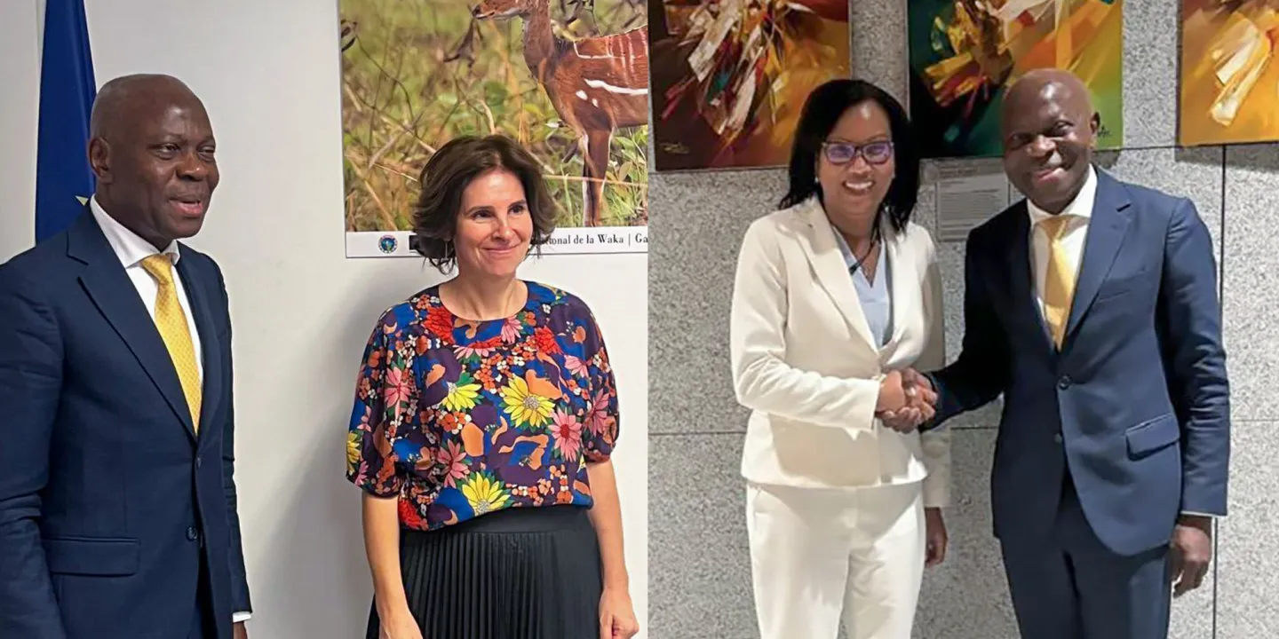 Gilbert F. Houngbo meets Cécile Abadie, Ambassador of the European Union, and Vernelle Trim FitzPatrick, Ambassador of the United States to Gabon, on July 2, 2024, in Libreville.