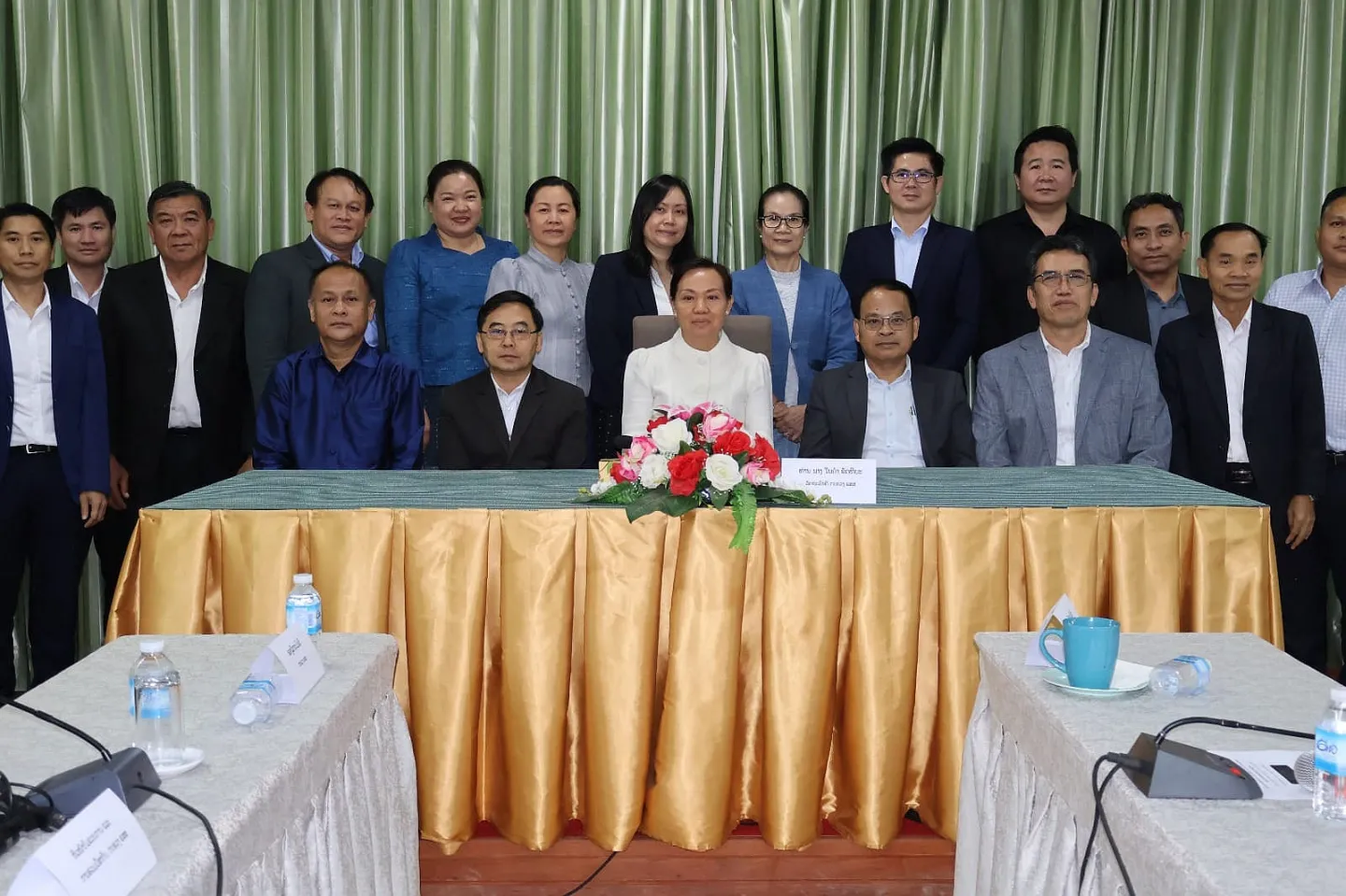 Participants at the 21 February 2024 high-level National Social Protection Committee Meeting in Thalat, Lao People's Democratic Republic