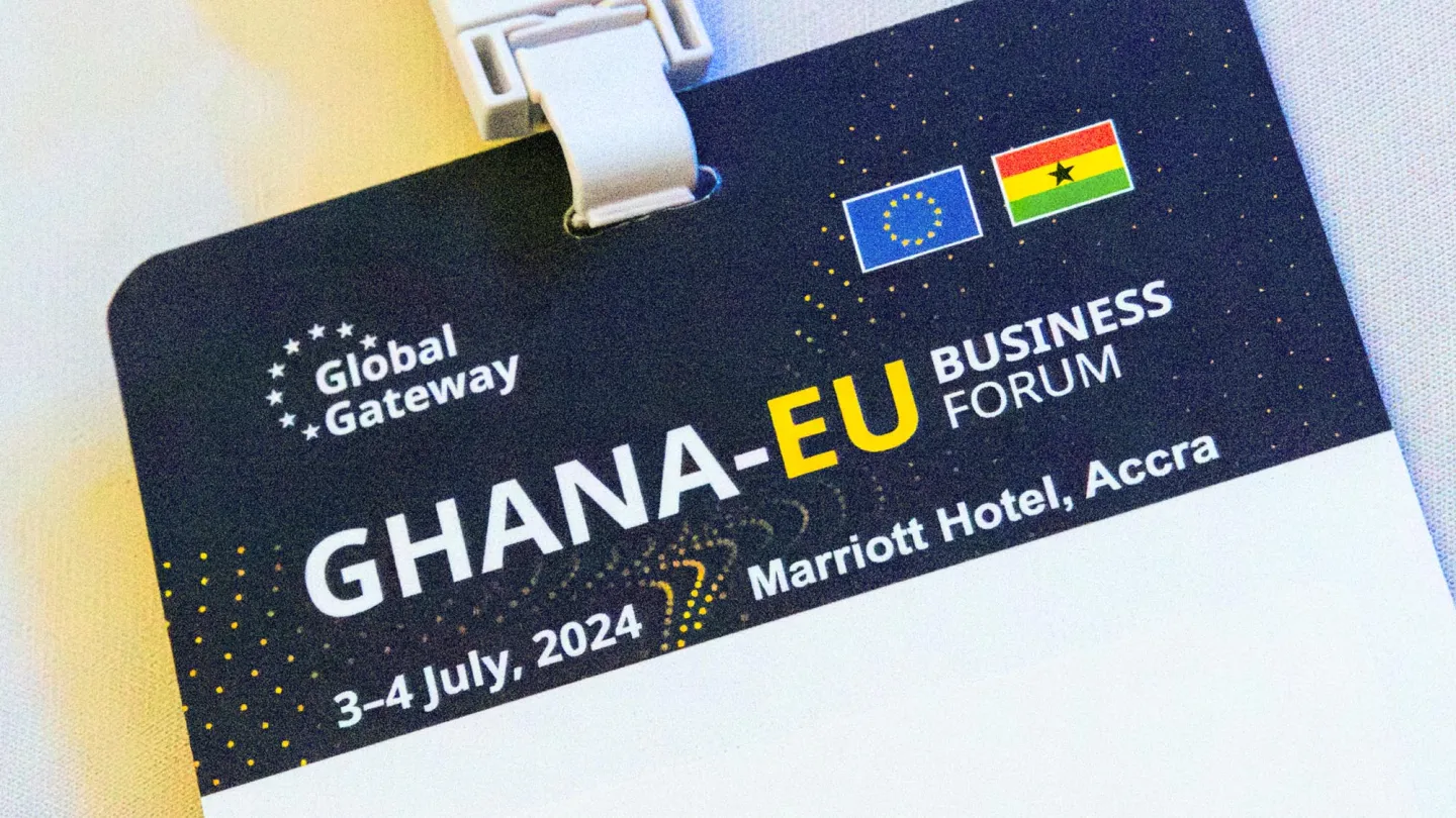 Attendee badge for the EU-Ghana Business Forum 2024