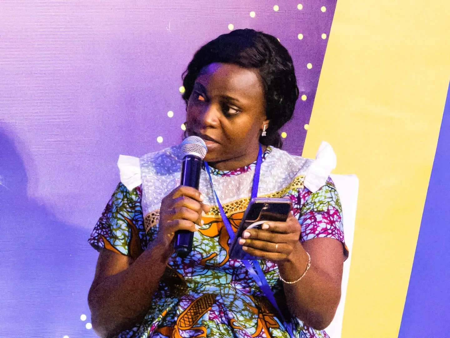 Afua Gyambea Amoako from the Ministry of Trade and Industry, speaks on a panel during the EU-Ghana Business Forum 2024