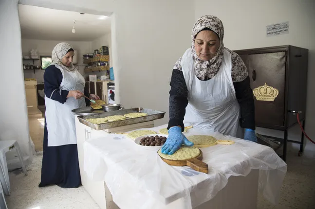 women preparing baking products