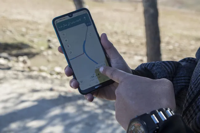 phone showing GPS directions