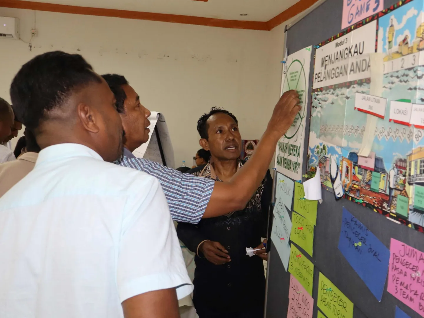 The participants were involved in group presentations during the refresher course session of Start and Improve Your Business (SIYB).