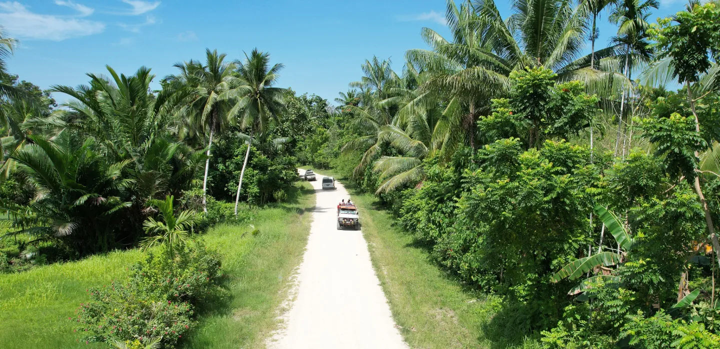 Truck on a newly rehabilitated road