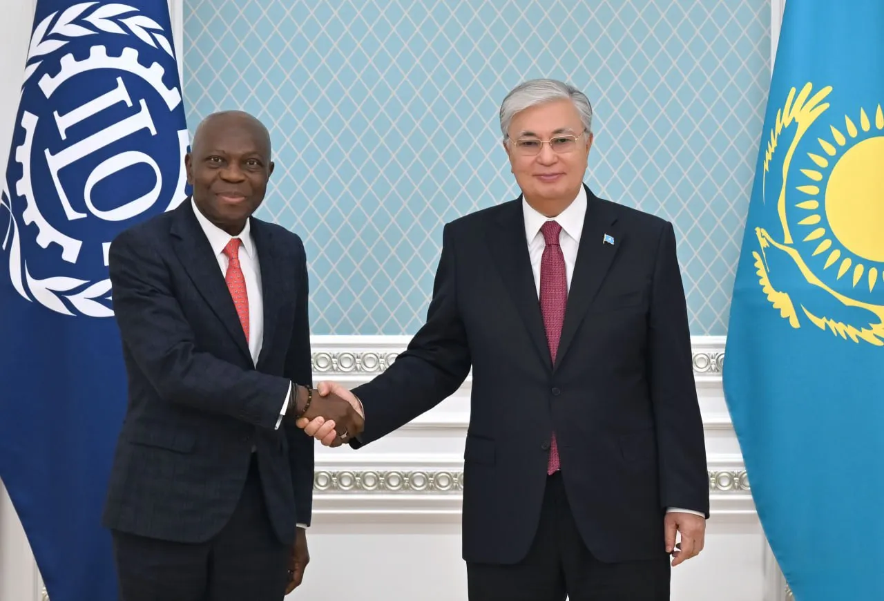 ILO Director-General Gilbert F. Houngbo with President of Kazakhstan Kassym-Jomart Tokayev