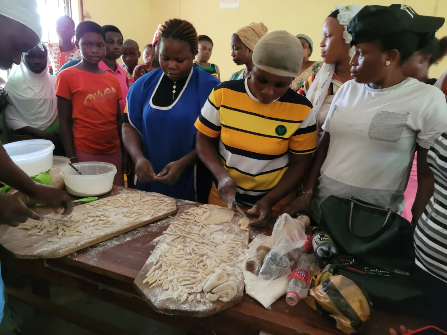 Student in cooking class prepares local snacks 