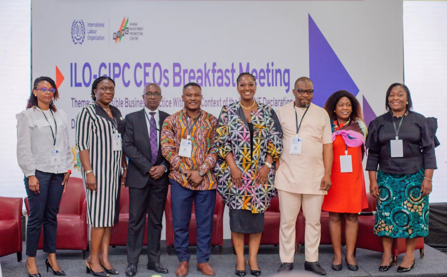 Representatives of Ministry of Employment and Labour Relations, Ghana Investment Promotion Council, Ghana Employers Association, and ILO