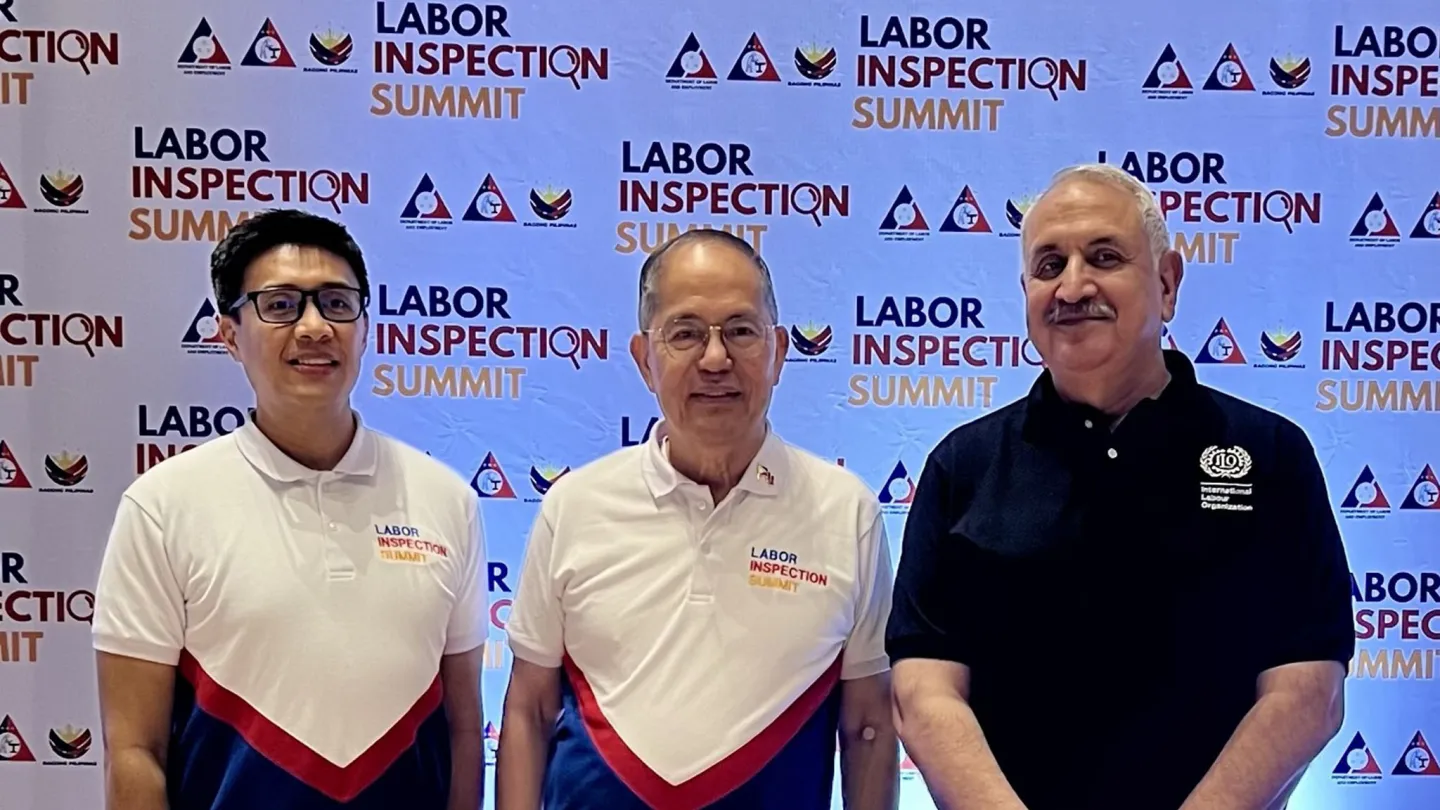 ILO Director Hassan with Labor Secretary Laguesma and Undersecretary Benavidez