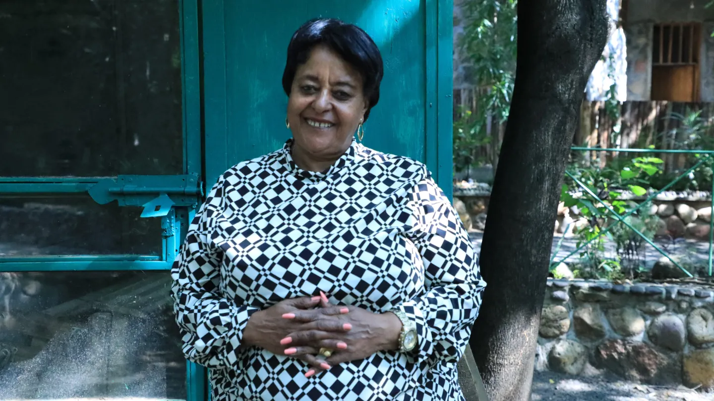 A woman posing for photo