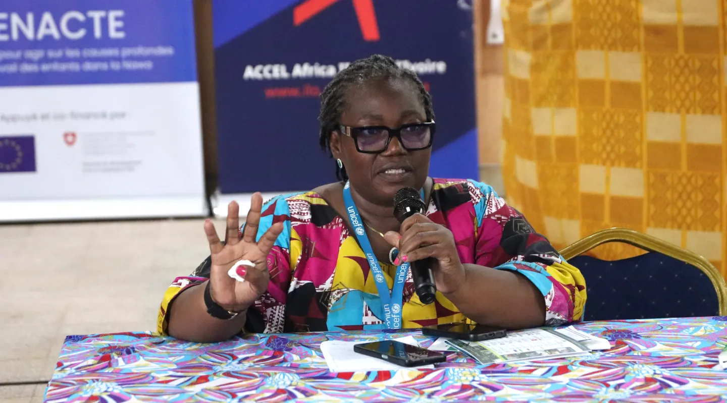 Alice Zady, Cheffe de Bureau de UNICEF-Man, mettant l’accent sur le sens de l’engagement de l’UNICEF à protéger les enfants