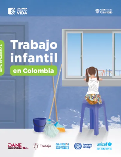 Portada de la publicación que muestra a una niña de espaldas sobre un asiento mirando por una ventana un paque mientras a su lado se encuentran utensilios de aseo como una escoba y trapero