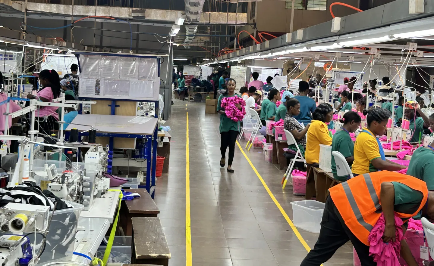 Workers at a Textile industry busy at work