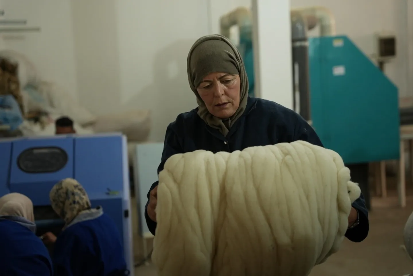 Woman working with wool