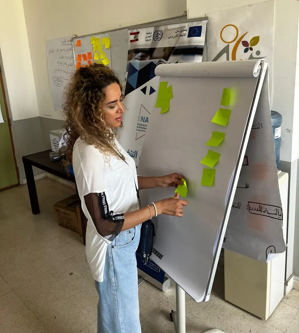 Mirna Ahmad, a 29-year-old single mother of three girls, facing financial challenges, attended the Financial Education Training by ILO ENABLE project, in November 2024 Beirut, Lebanon.