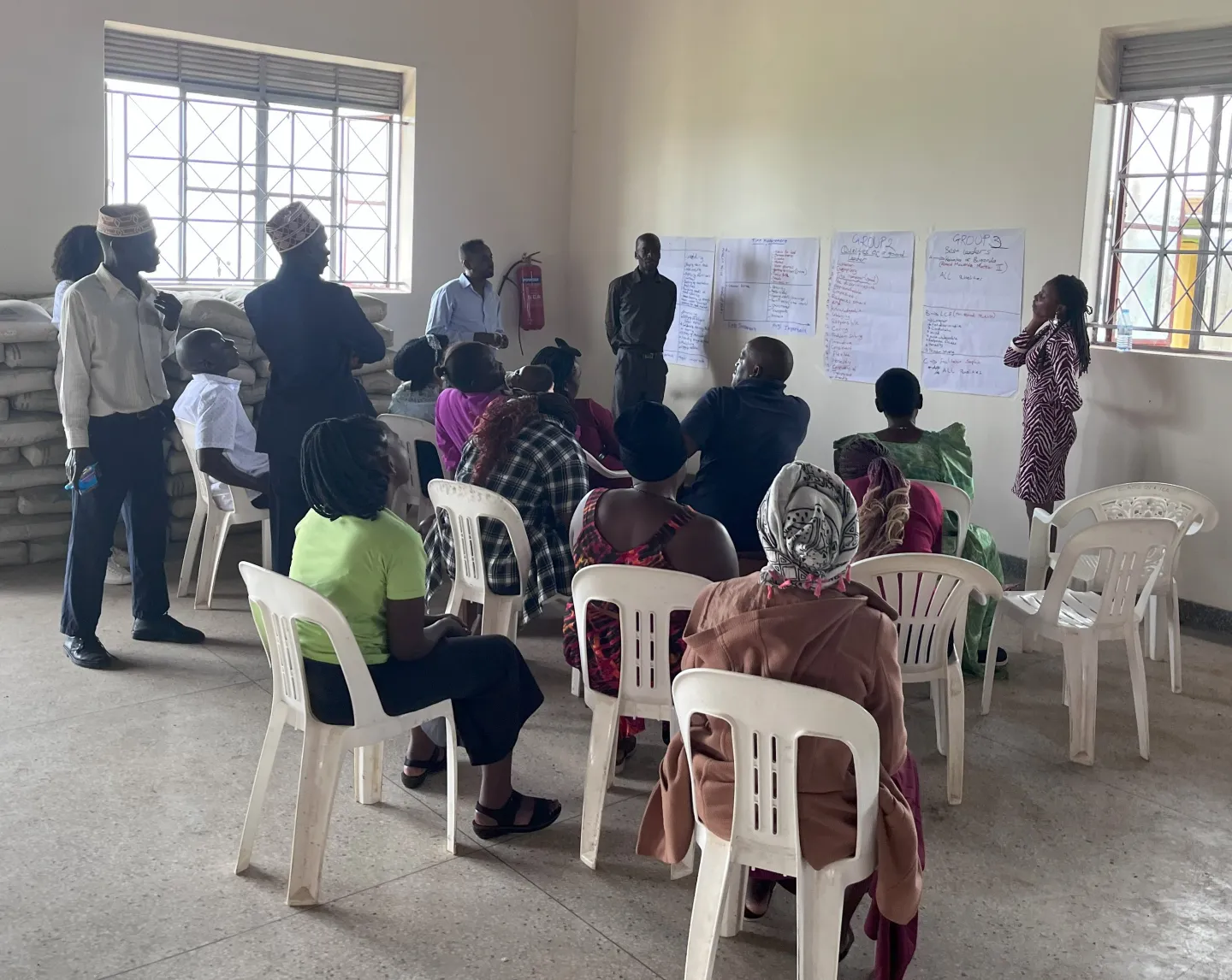 Focus group discussion during the Women’s leadership and empowerment programme training of trainers in Kalungu district. Uganda, 2024.