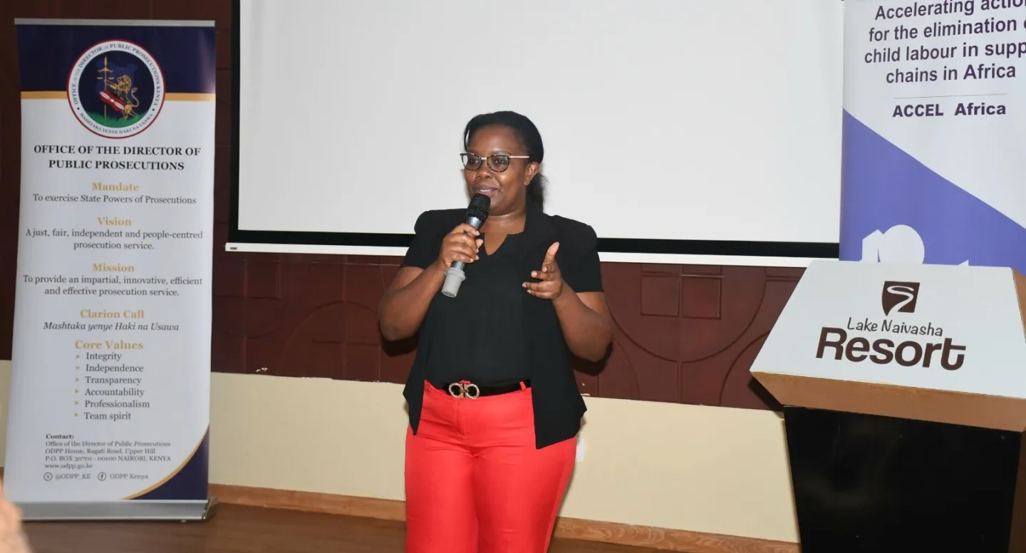 Hellen Rintari - ILO National Project Coordinator for ACCEL Africa in Kenya, speaks about the critical role of prosecutors in tackling child labour 