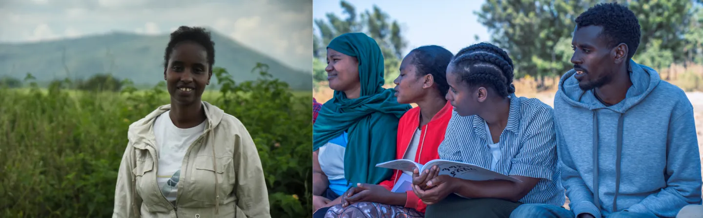 Amsalu, female farmer taking training  