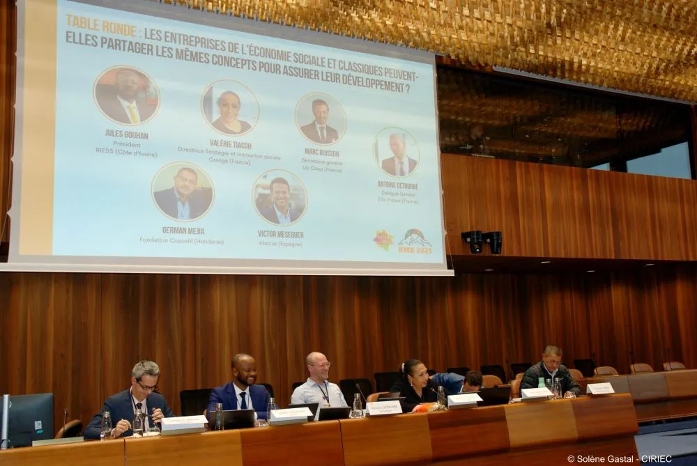 Presenters at the second roundtable, 11th Mont Blanc Meeting on the Social and Solidarity Economy, Geneva