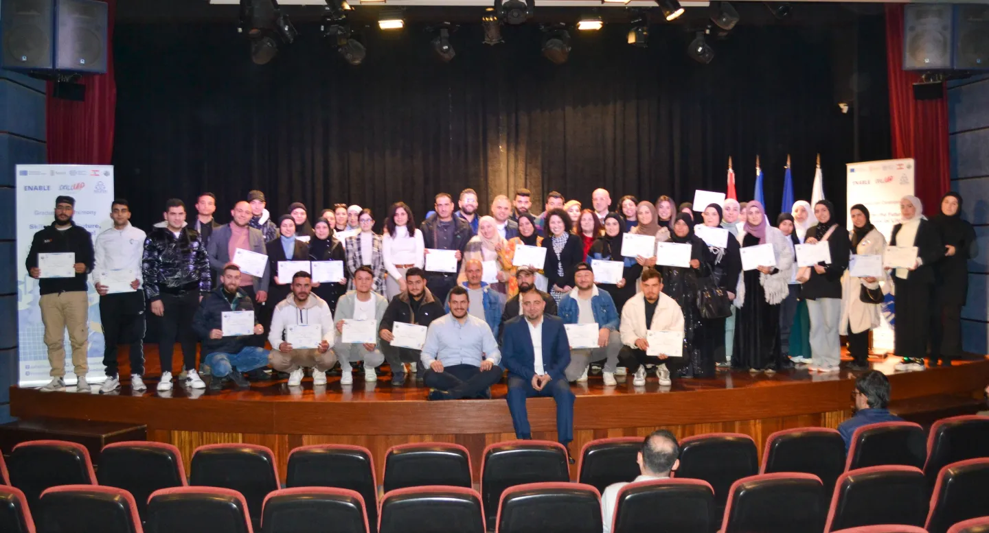 the 80 graduates of the WBL programme receiving their certificates, in Tripoli, Lebanon. 18 February 2025