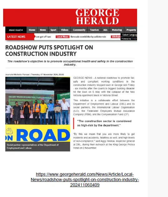 News article on the Decent work Roadshow