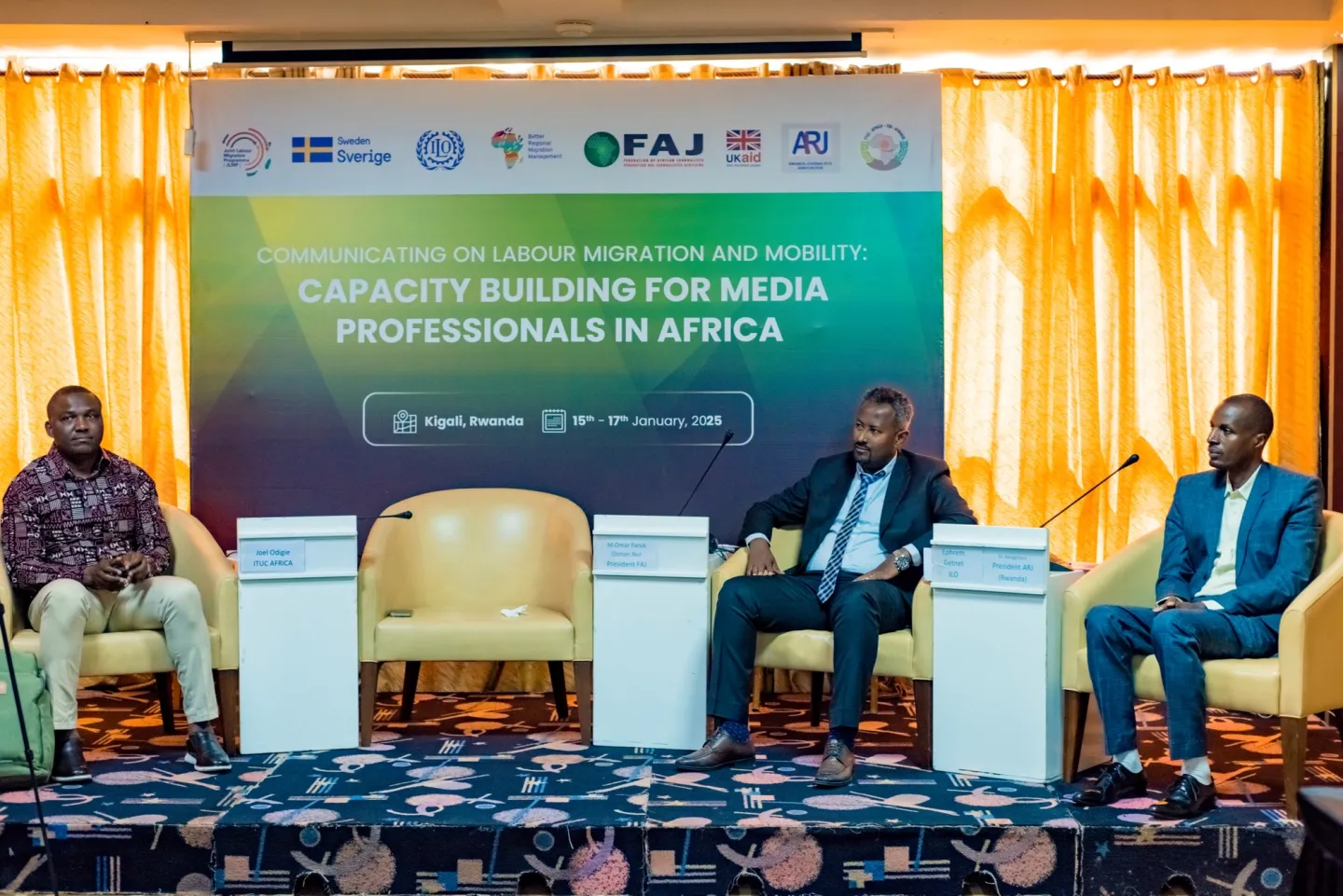 A group of panelists at a technical discussion on labor migration and mobility, organized by the ILO and partners.