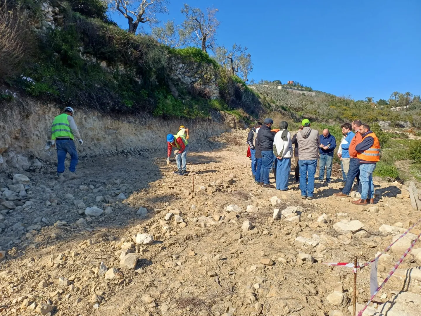 A delegation from KfW visiting on of ILO EIIP project sites in Kfarhata, Lebanon. February 2025.