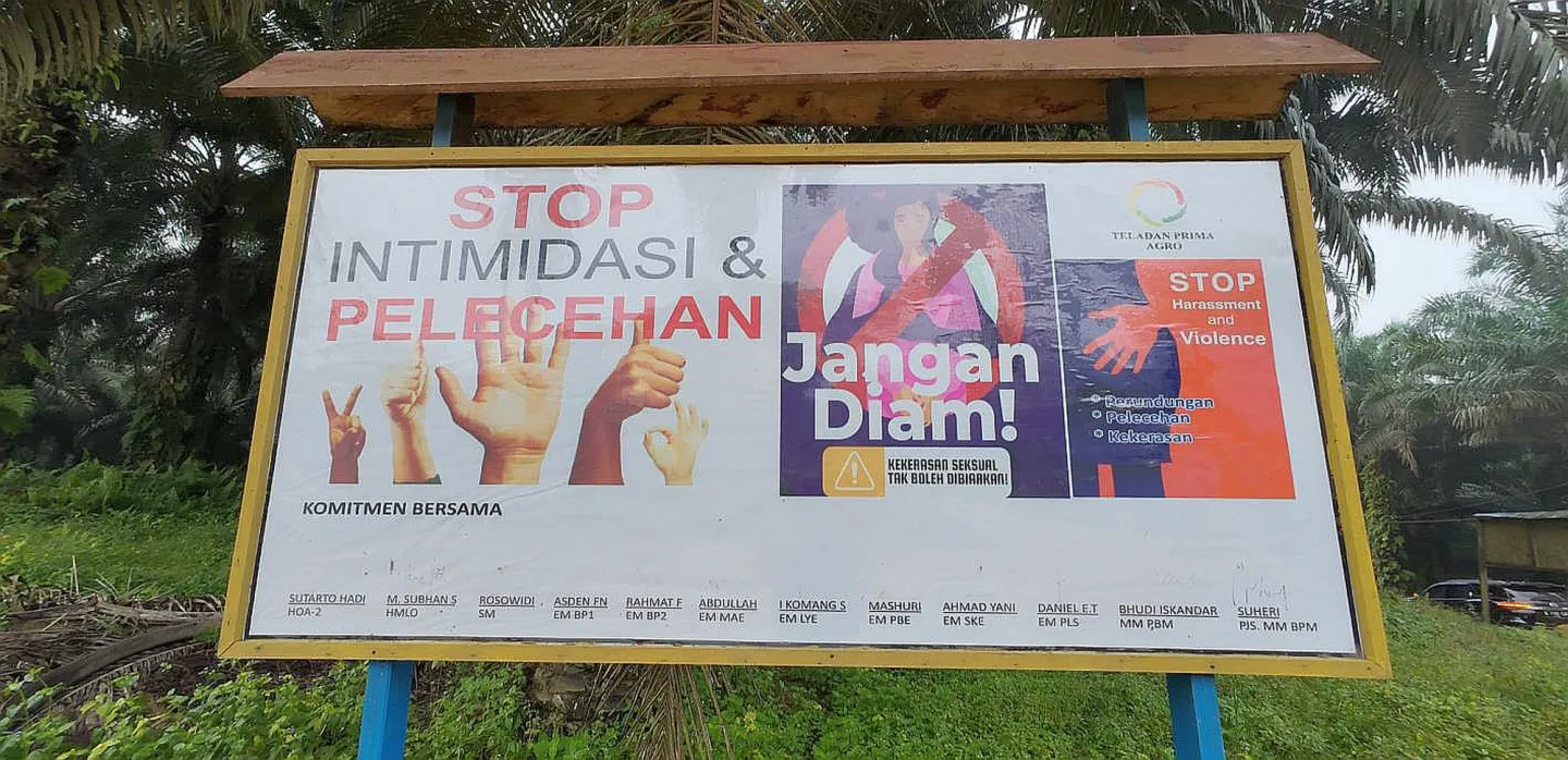 An information board about sexual harassment.