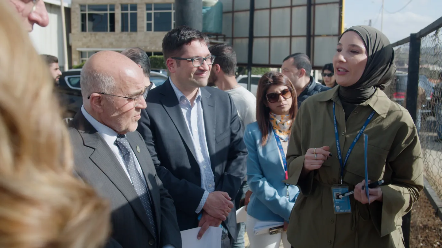 ILO EIIP team giving a project briefing on-site. Tripoli, Lebanon - April 2025.