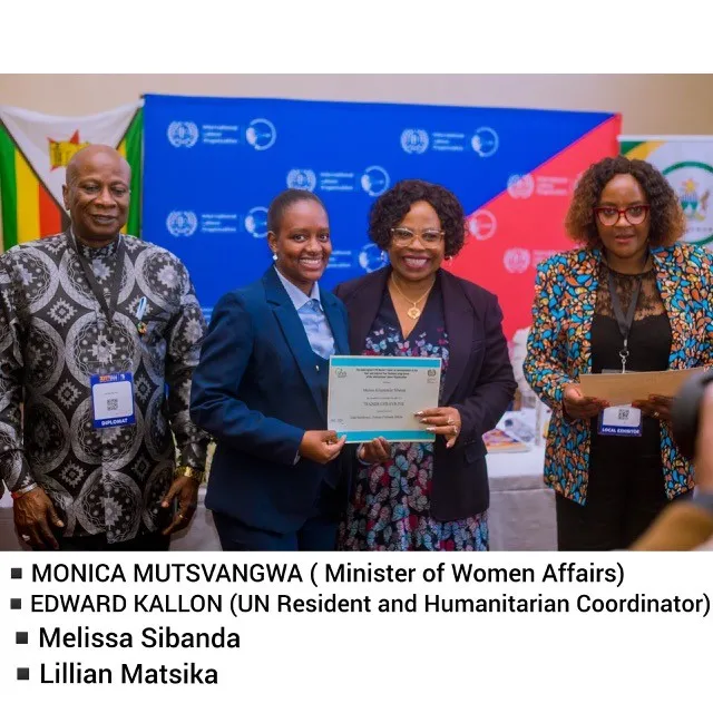 Edward Kallon, UN Resident Coordinator, Melissa Sibanda, entrepreneur, Monica Mutsvangwa - Minister of Women Affairs and Lilian Matsika - Director in the Ministry of Women AAffairs