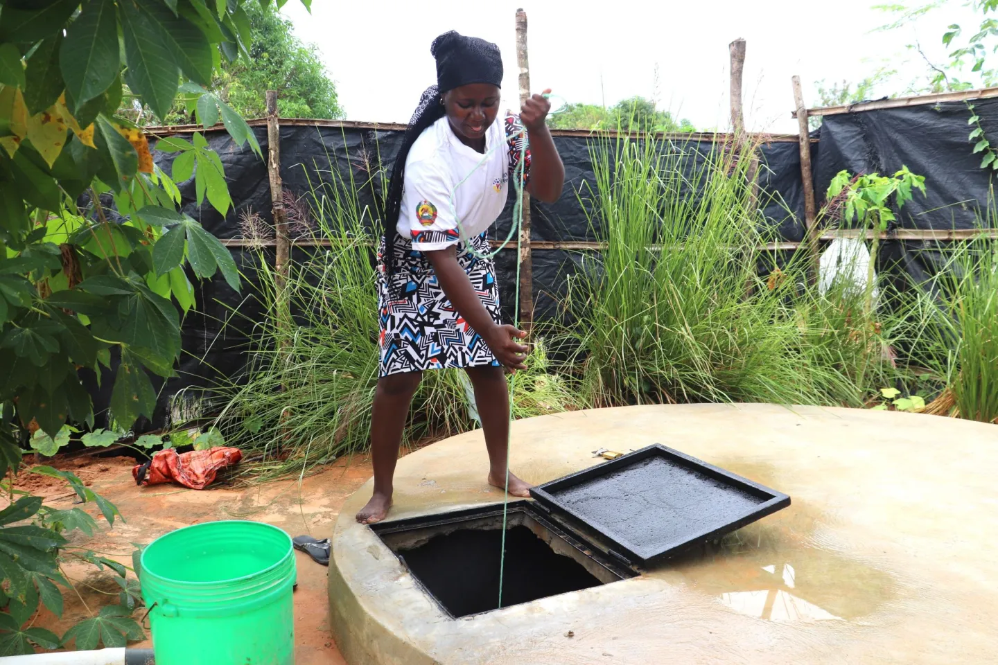 Fabia fetching water from the tank at home 