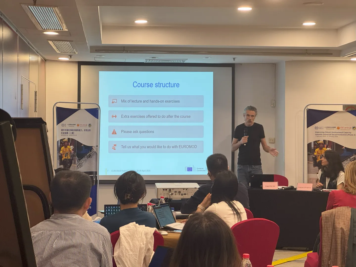 The trainer explains the course structure, Beijing, China, April 2025