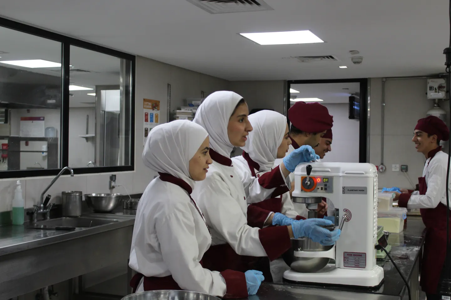A group of trainees participate in the programme’s hospitality course in LTUC campus, Amman , Jordan. 28 April 2025 