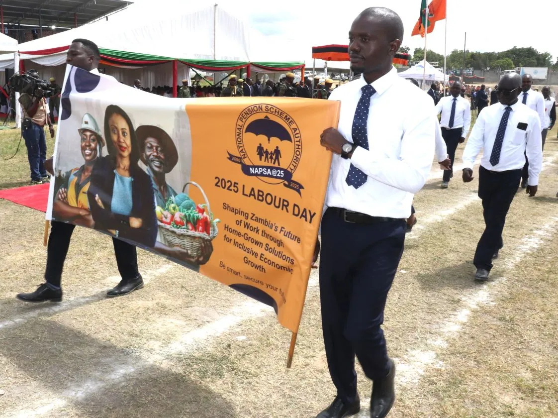National Pension Scheme Authority (NAPSA) staff during the march past