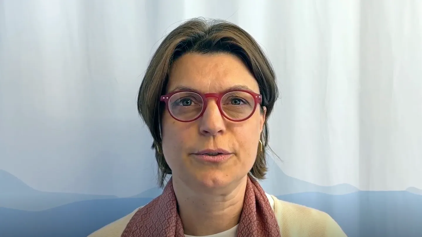 Patricia Barandun, Head of Section Migration and Forced Displacement at the Swiss Agency for Development and Cooperation (SDC) during her video intervention. Kuwait, 30 April 2025.