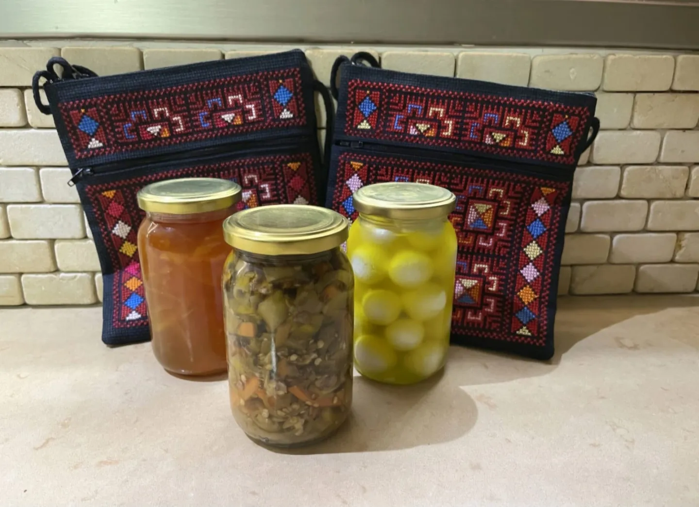 Food products and traditional handicrafts from the Battir Cooperative Society, Bethlehem. 15 May 2025.