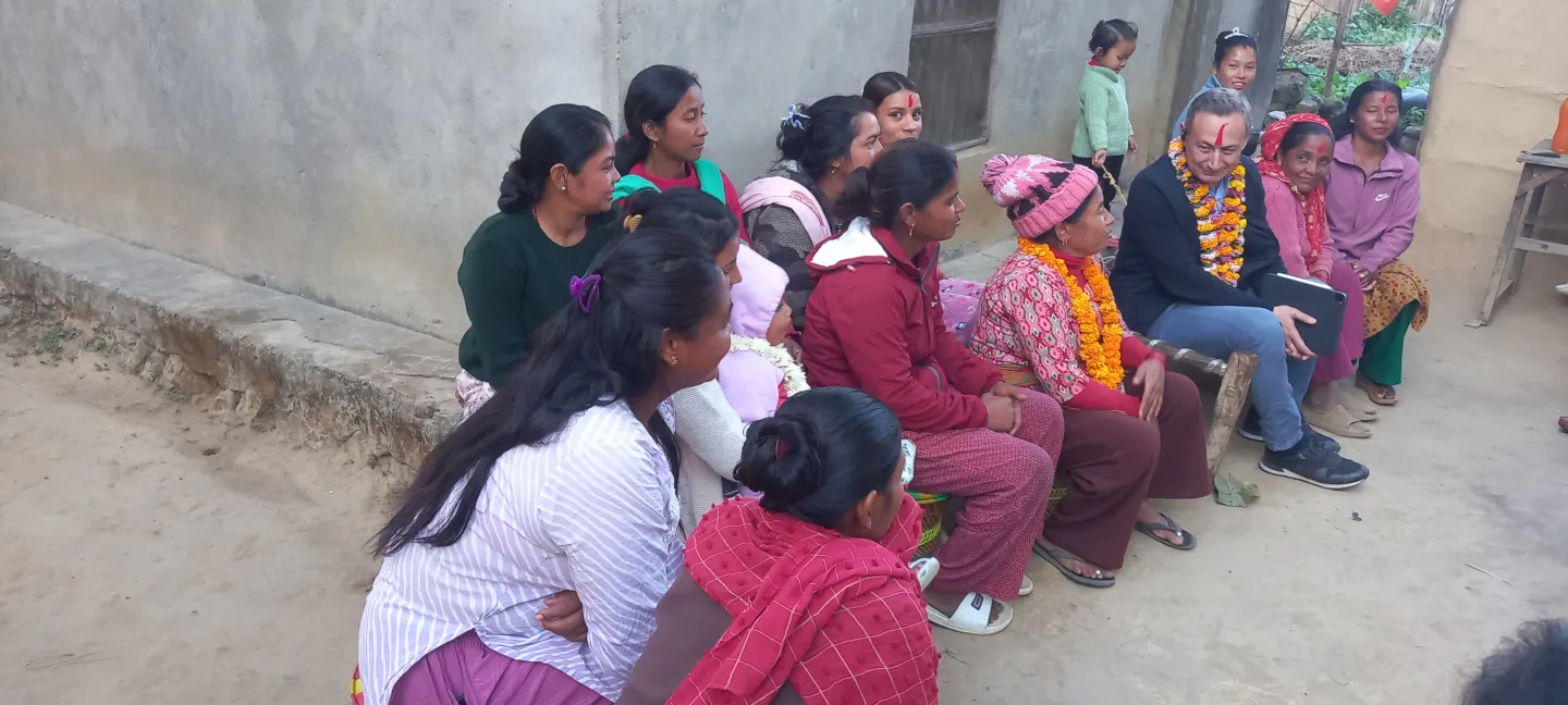 Numan Özcan, ILO Nepal Country Director interacting with freed Haliyas (former bonded labourers).