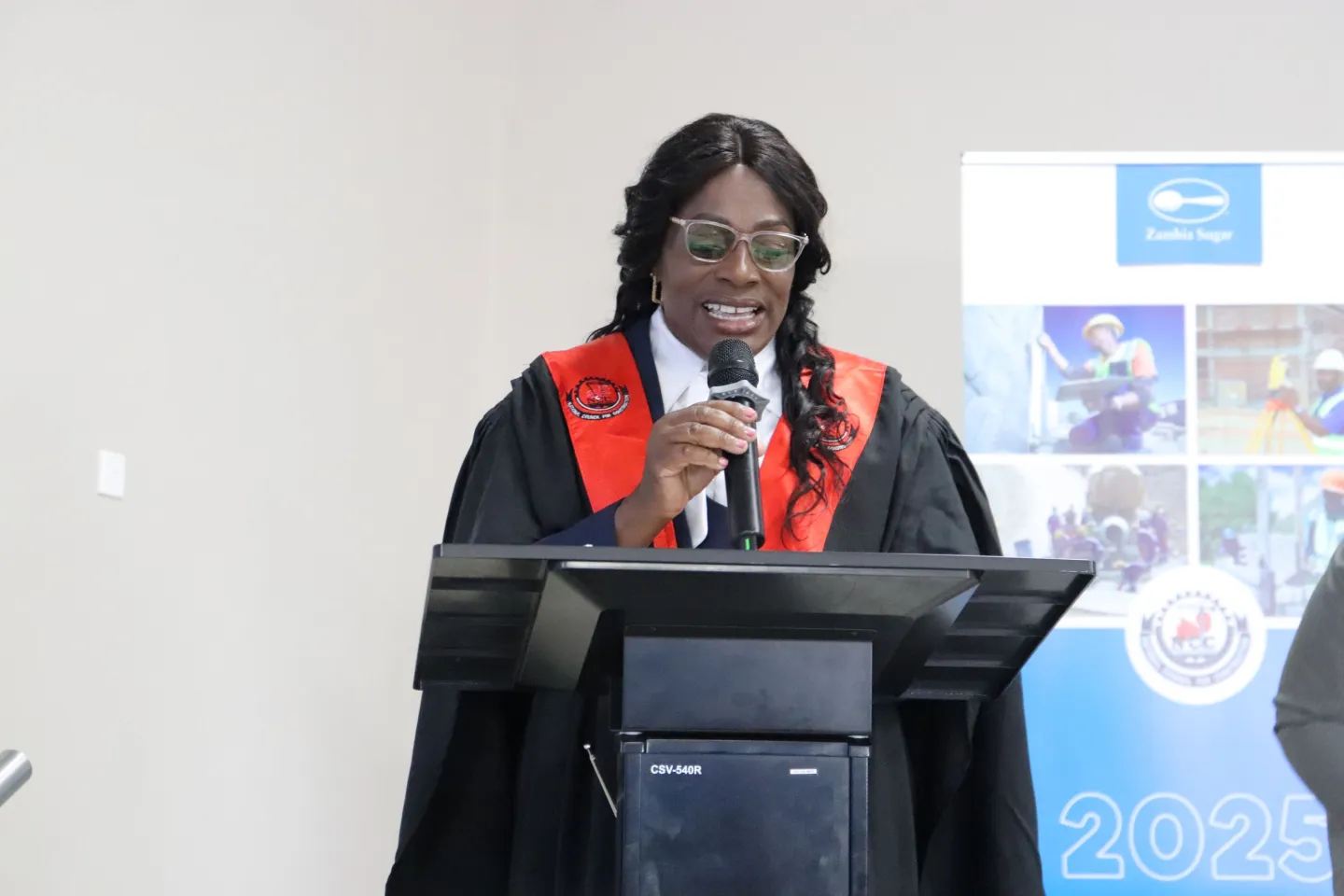 Graduate, Ms. Loveness Nyirenda delivering a vote of thanks at the ceremony.