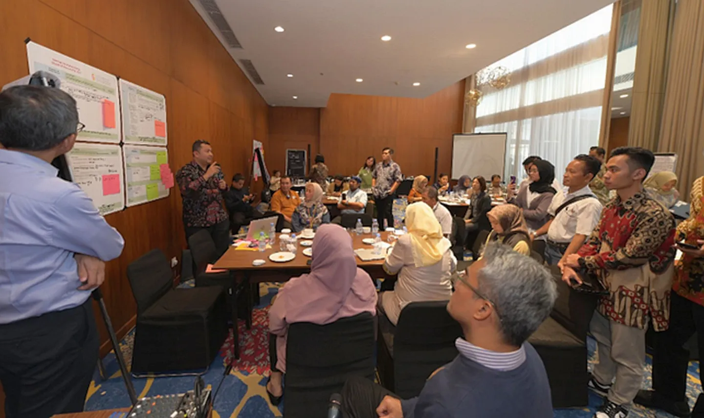 A group of people discussing