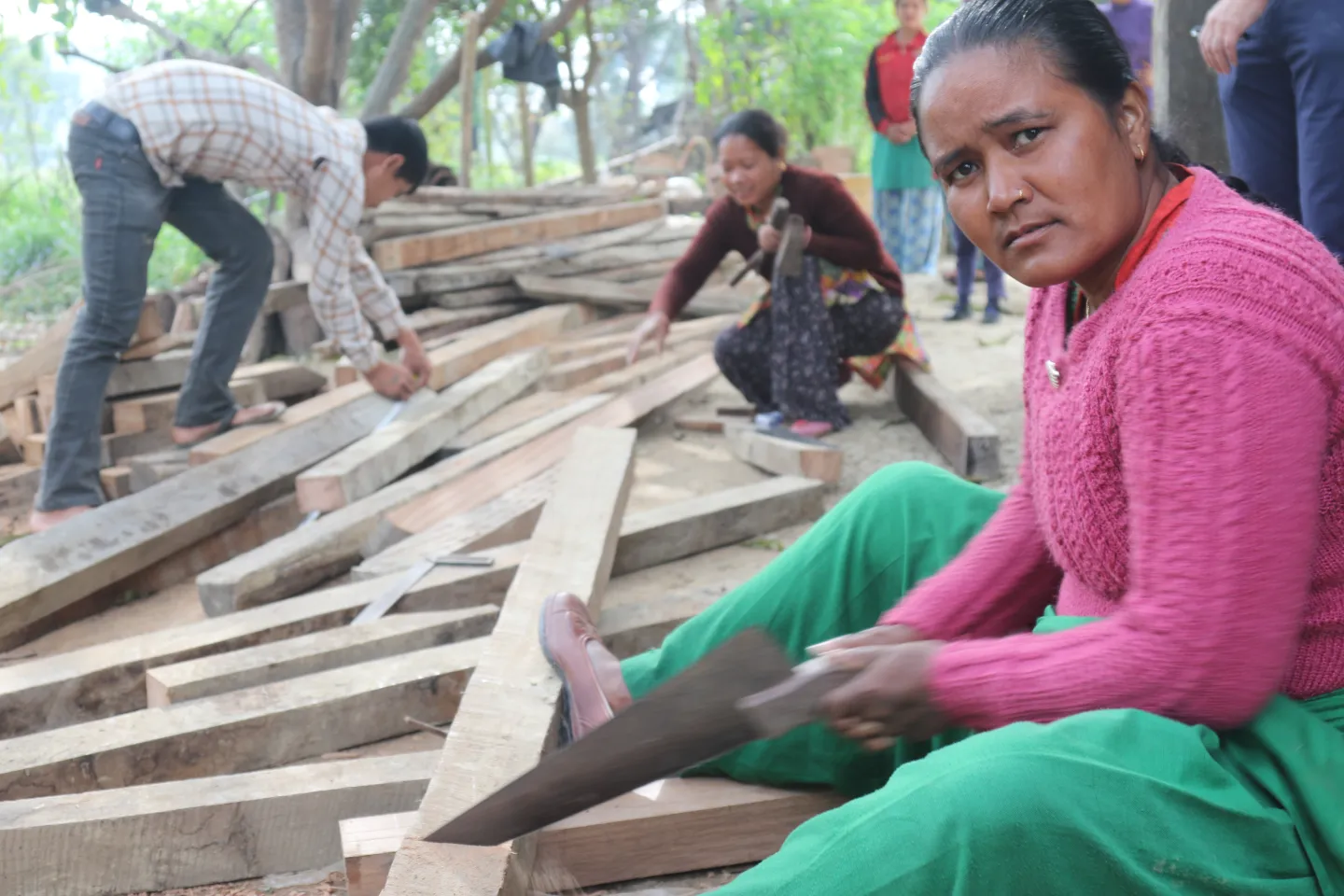 A former bonded labourer woman breaking stereotypes by choosing to work as a carpenter.