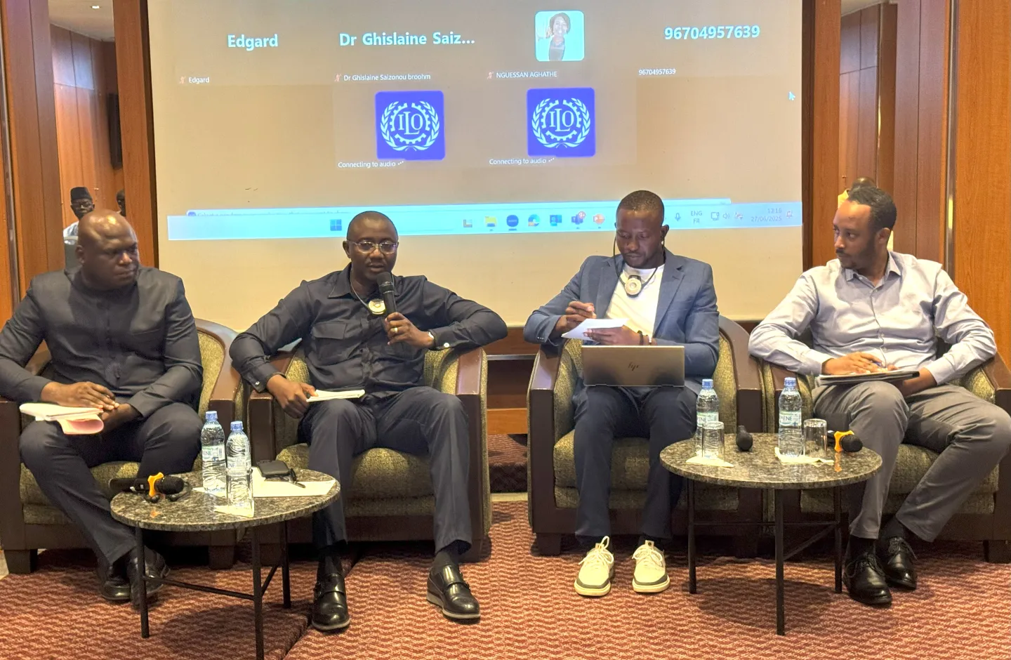 Une vue du panel de partage d’expérience sur la protection sociale par les experts des 3 pays ( Côte d'Ivoire, Rwanda, Guinée Bissau)
