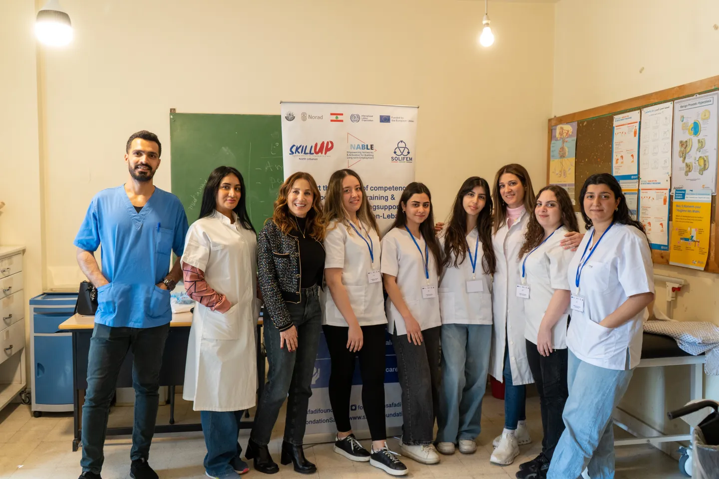 Marwan pictured with fellow trainees during the nursing course, highlighting teamwork and peer learning.