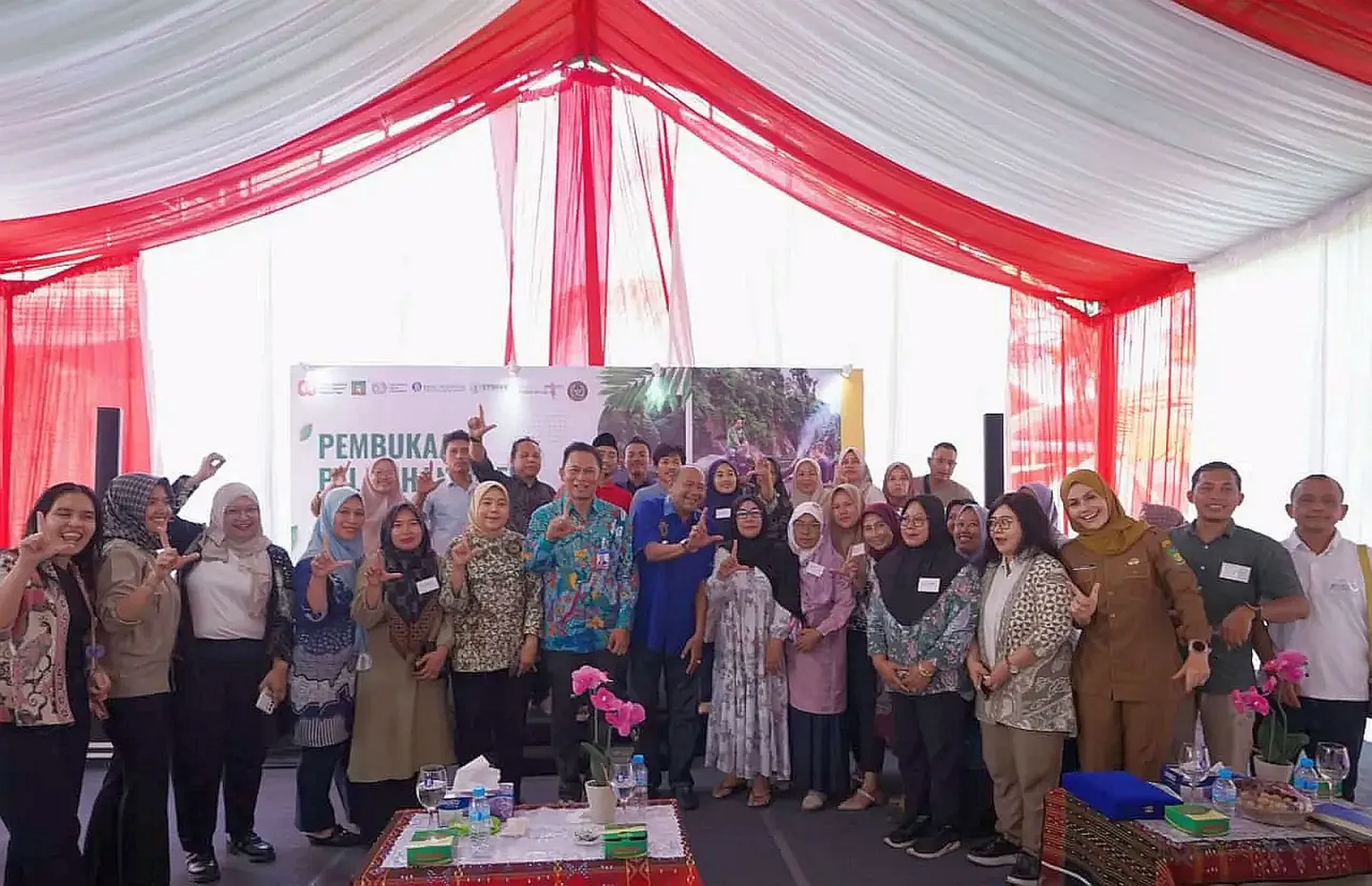 A group photo of people standing