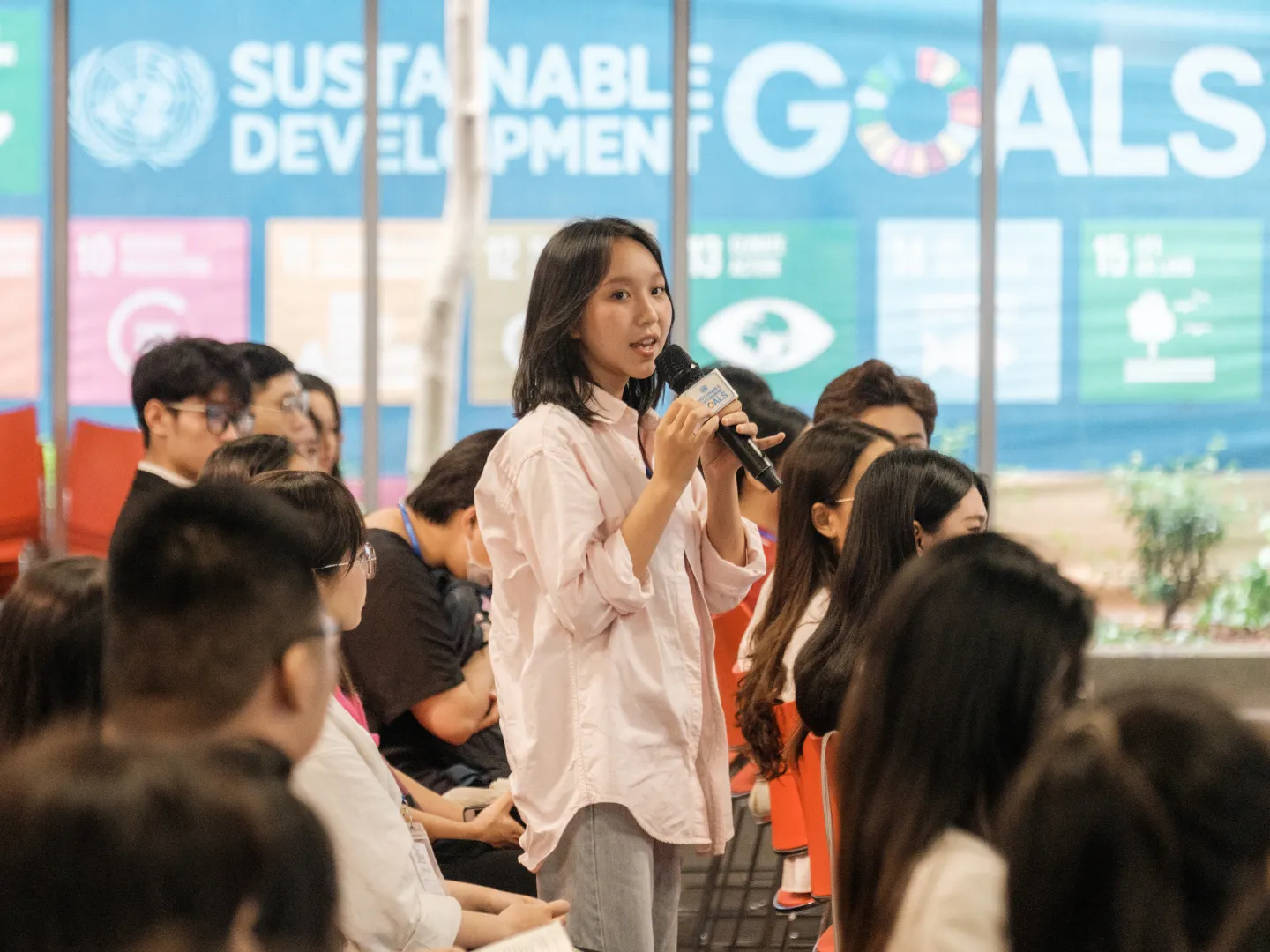 The floor opens for participants, most of them the future generation of work, to share ideas on advancing decent work, from promoting equal opportunities and gender balance to ensuring safe workplaces and greener jobs.
