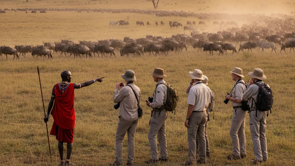 Wild beasts migration in Maasai Mara, Kenya