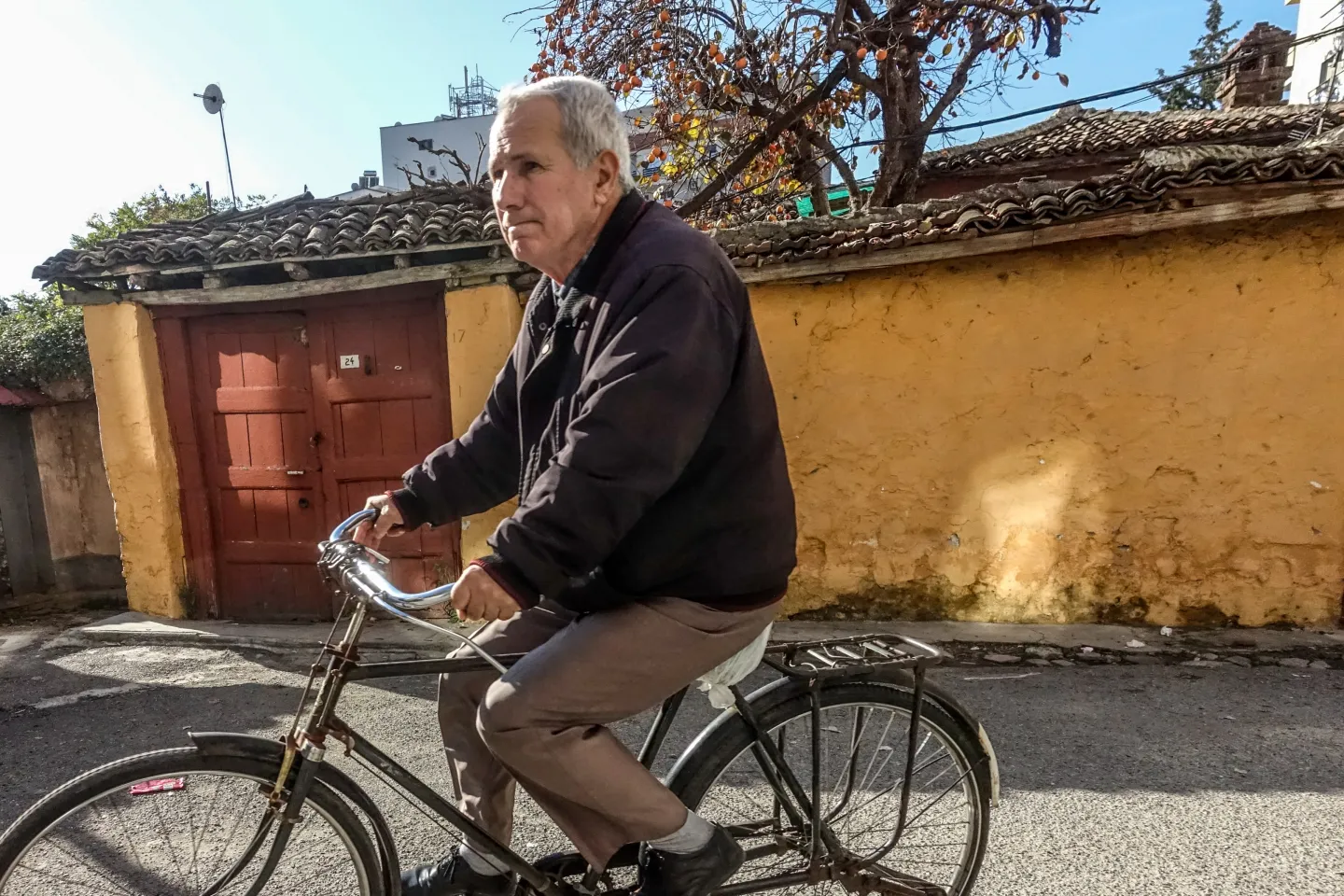 Older man on a bicycle