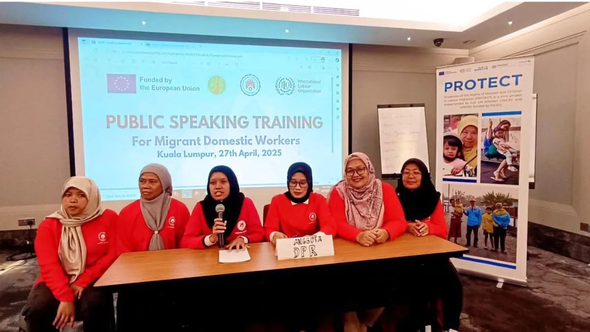 Ningsih participated in public speaking training, April 2025.