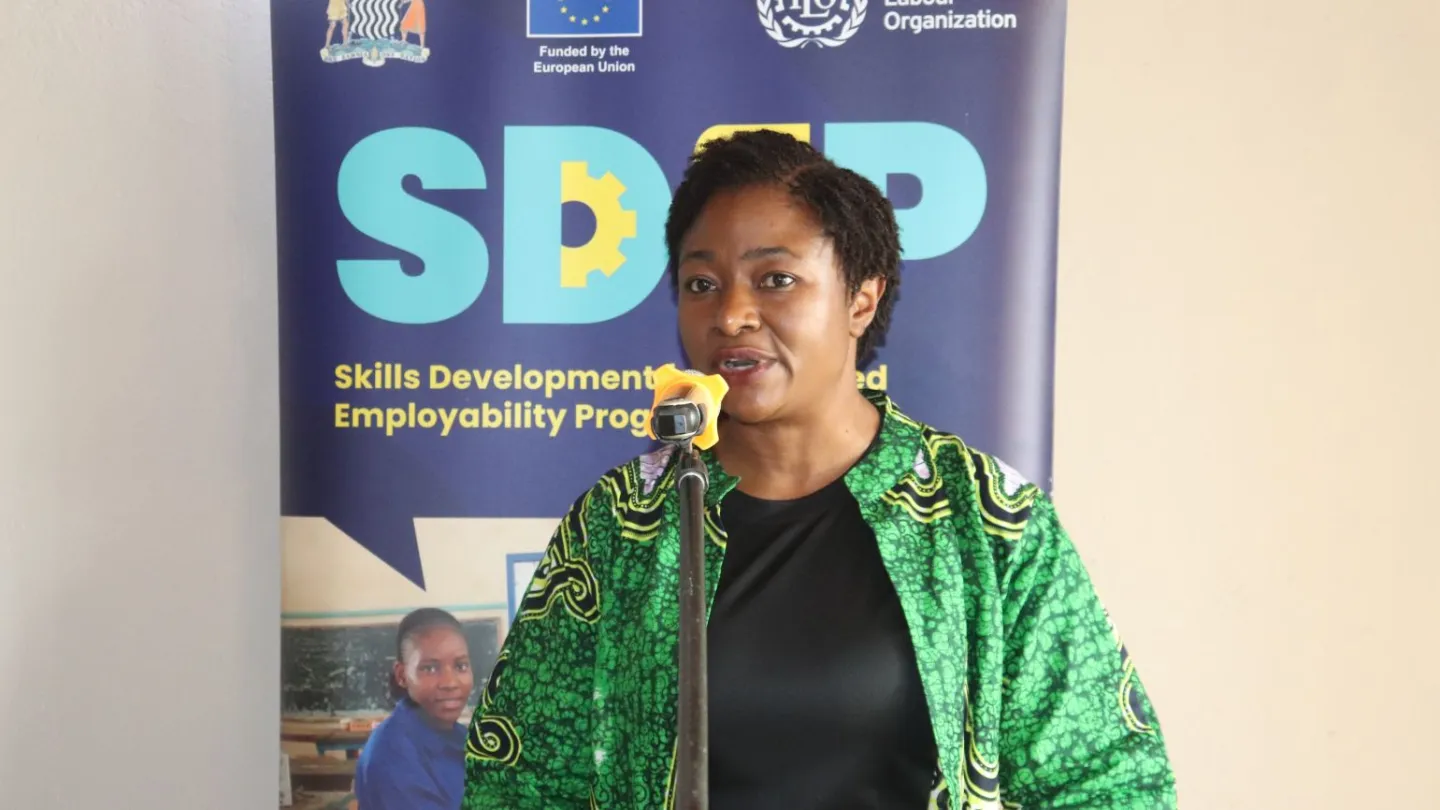 Toursim Council of Zambia, Secretariate Manager, Ms. Agness Lisulo speaks at the meeting. 